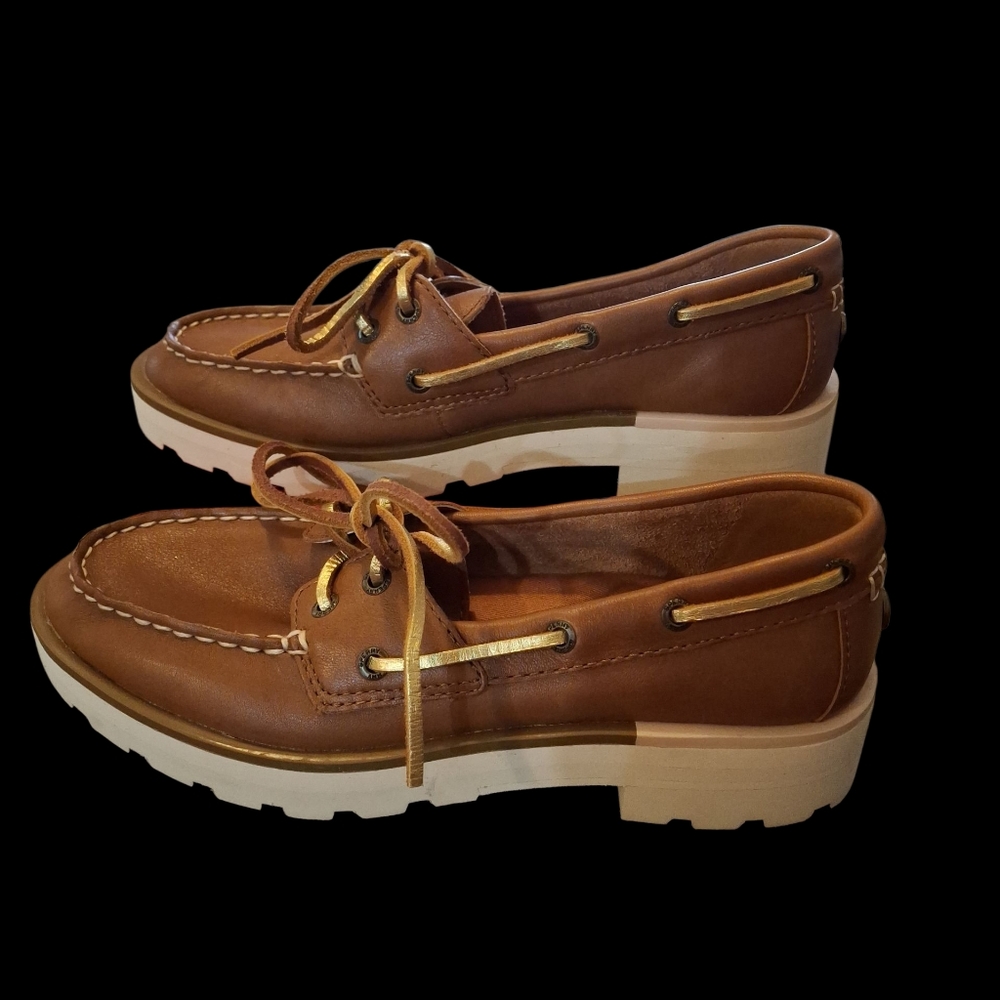 Sperry Chunky Lug 2 Eye Brown Leather Womens Shoes Size 7 - Worn Once